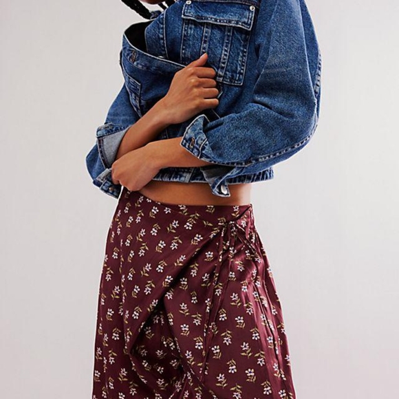 Free People Intimates Burgundy Floral Pants Xl Pajama Lounge Or Dress - Picture 4 of 10